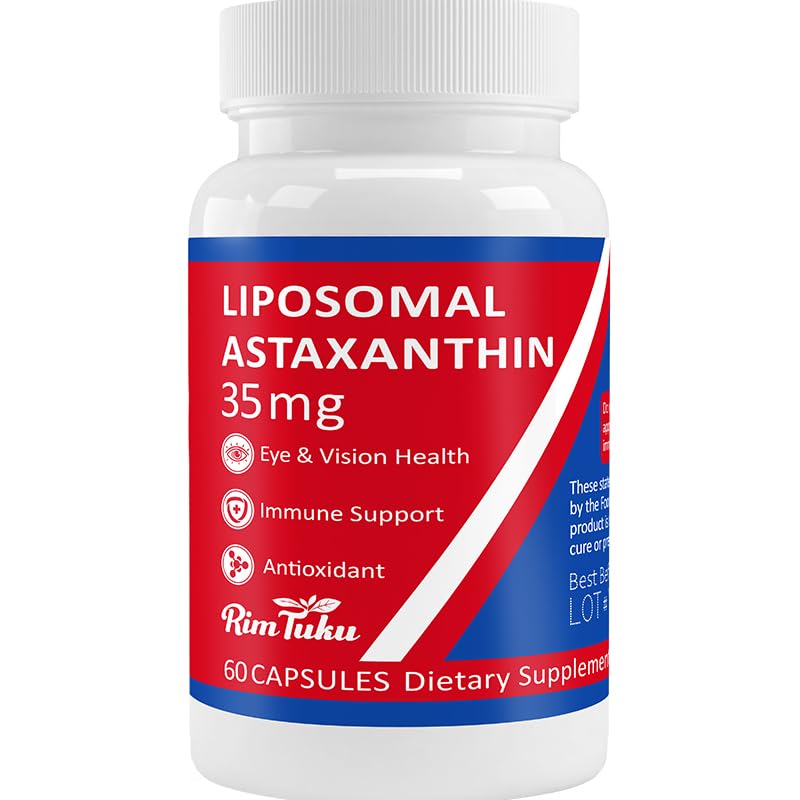 35mg Liposomal Astaxanthin Supplement - Kraftig Antioksidant støtte for huden, Joint & Eye Health - Naturlig Anti-Aging Formula med ren Astaxanthin - Vegan, ikke-GMO, 60 Kapsler