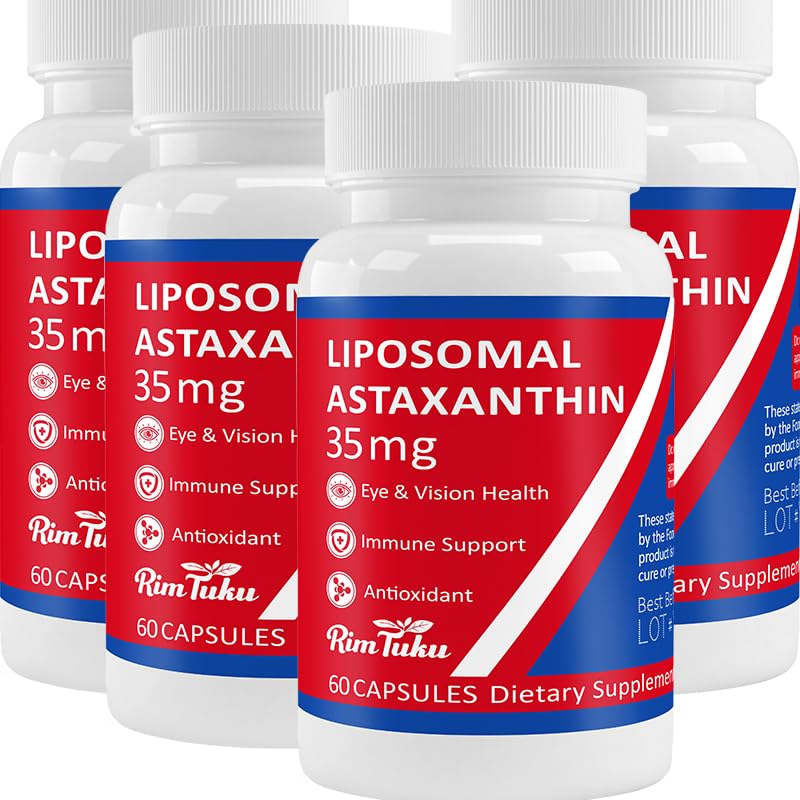 35mg Liposomal Astaxanthin Supplement - Kraftig antioksidant støtte for huden, felles og øye helse - Naturlig anti-aldring formel med ren Astaxanthin - Vegan, ikke-GMO, 240 kapsler
