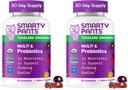 SmartyPants Organic Toddler Multivitamin Gummies: Probiotika, Omega 3 (ALA),Vitamin D3,C,Vitamin B12,B6,A,K&Zinc,Beta Caroten, Glutenfri, Tre fruktflavors, (30 dagers forsyning), 60 greve (pakke med 2)