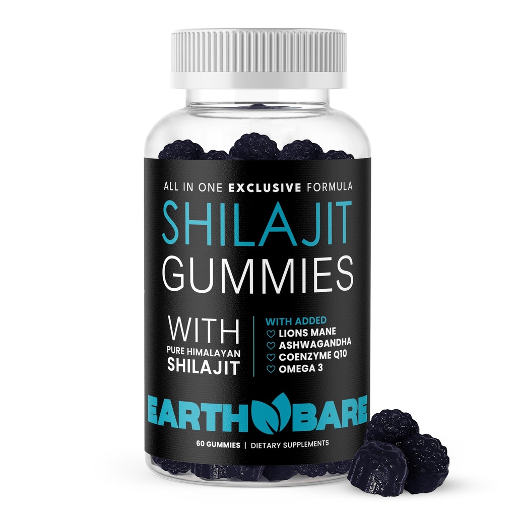 Himalayan Shilajit med Lion's Mane, Ashwagandha, CoQ10 og Omega-3 – Premium Exclusive Gummies for energi, fokus og velvære - 60 Count
