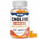 ABYSSUS Choline Gummies for barn og voksne, sukker gratis Choline Bitartrat kosttilskudd med Algal Omega-3 DHA EPA og aktiv B6 B12, hjerne og lever støtte, vegan, 60 greve
