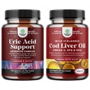 Bunke av grønn kaffebønne ekstrakt for uric syre renser - gurkemeie Tart Cherry & Celery Seed og islandsk vill caught Cod Liver Oil Softgels - Fish Omega 3 EPA DHA Vitamin D & A 1000mg Per Serving