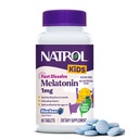 Narol Kids Fast Oppløse Melatonin 1 mg, Kosttilskudd for Restful Sleep, Sovetabletter for barn, 60 Sukkerfri Blå-Razz-Flavored Melatonin Tabletter, 60 dagers forsyning
