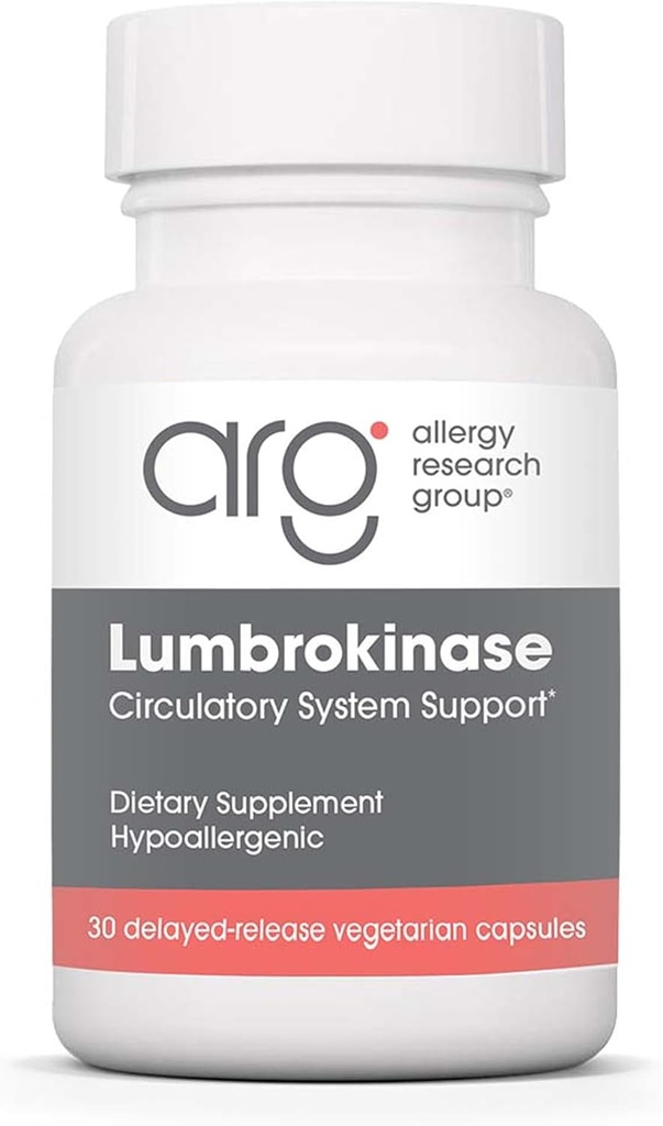 Allergi Research Group Lumbrokinase Supplement - Cirkulatorisk systemstøtte, støtter blodsirkulasjon allerede i normal rekkevidde - 30 forsinket frigivelse vegetariske kapsler