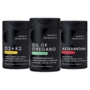 Sports Research® Antioksidant støttepakke - Oregano 9500mg + vitamin D3 K2 5000iu + trippelstyrke Astaxanthin