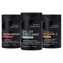 Sports Research® Antioksidant støttepakke - Oregano 9500mg + Triple Styrke Astaxanthin 12mg + Liposomal Vitamin C Supplement 1000 mg
