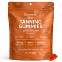Savanne Skin Tanning Gummies, med vitamin C & E, Astaxanthin, Beta Caroten, Hudstråling & Hydrasjon for naturlig Looking Glow, Bronzing, Ikke-GMO, Vegan & Sukker Gratis - 60 greve (1)