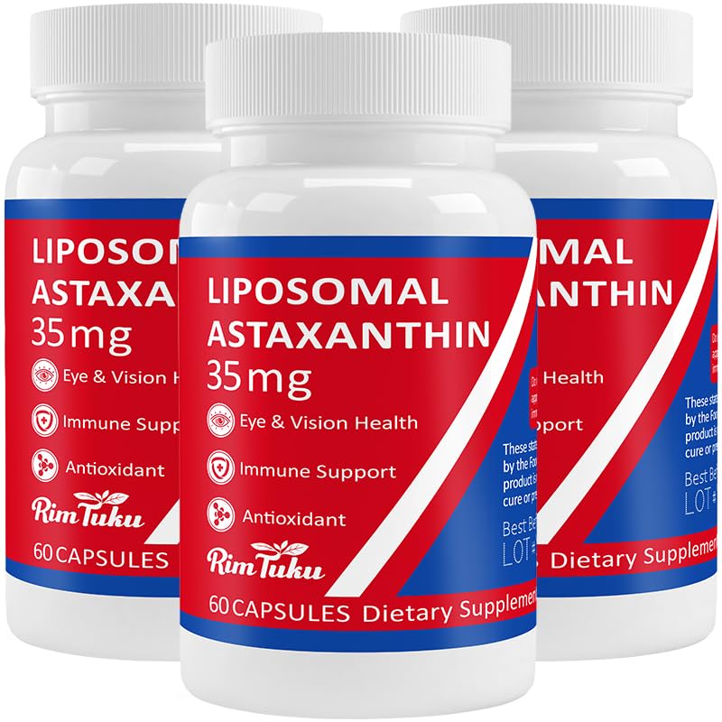 35 mg Liposomal Astaxanthin Supplement - Kraftig antioksidant støtte for huden, felles og øye helse - Naturlig anti-aldring formel med ren astaxanthin - Vegan, ikke-GMO, 180 kapsler