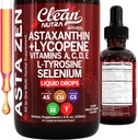 Ren Nutra Astaxanthin Lycopen flytende dråper Absorpsjon støtte Vitaminer A C D E 4 fl oz – Potent naturlig D3 C E A & Selenium L-tyrosin formel ren antioksidant blanding forbedret næringsstoff opptak