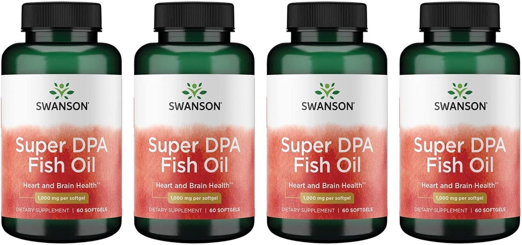 Swanson Super Dpa Fish Oil 1000 mg 60 Sgels (4 pakke)