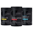 Sports Research® Antioksidant Støtte Pack w/Triple Styrke Vegan Astaxanthin Supplement fra Algae, Omega-3 Fish Oil 1250 mg, og vitamin D3 5000iu & Mk7 Vitamin K2 med kokos MCT Olje
