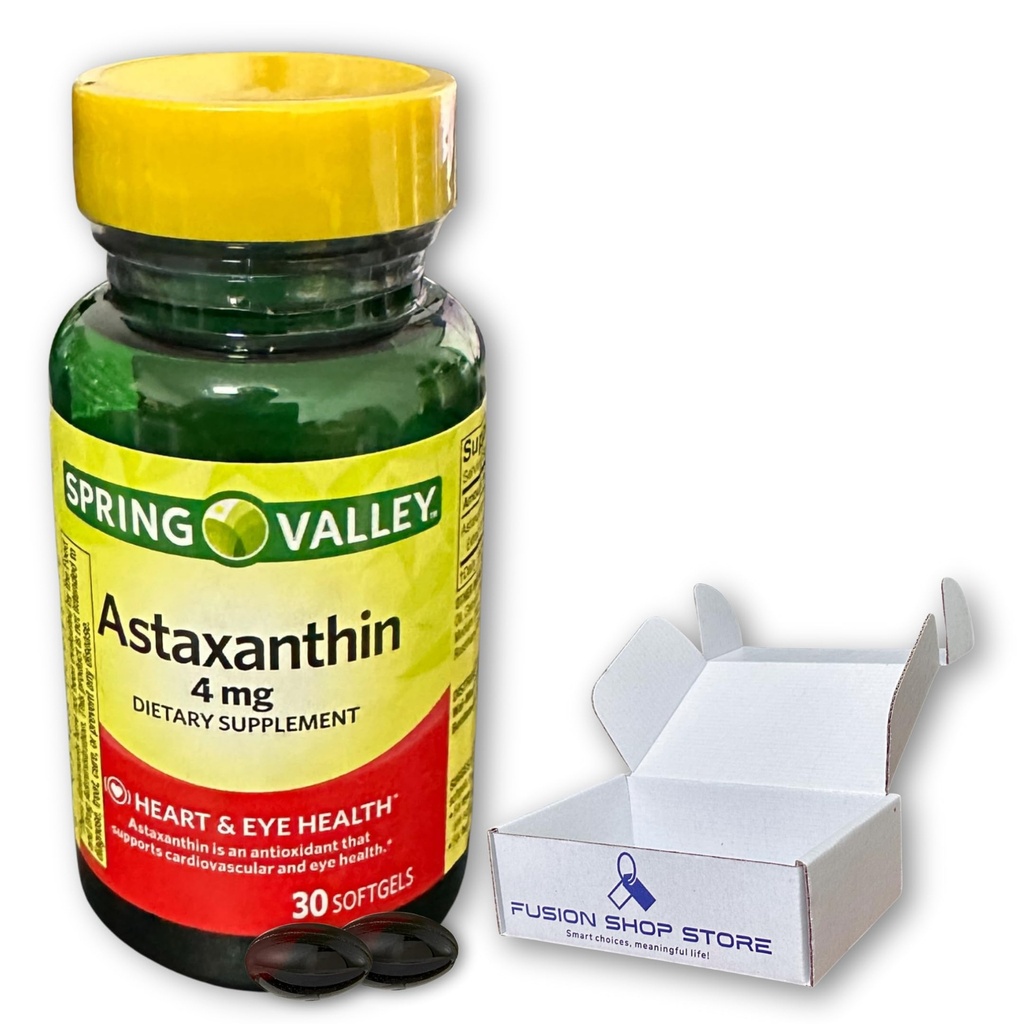 Astaxanthin 4 mg- 30 Softgels (pakke med 1), bokset av Fusion Shop Store