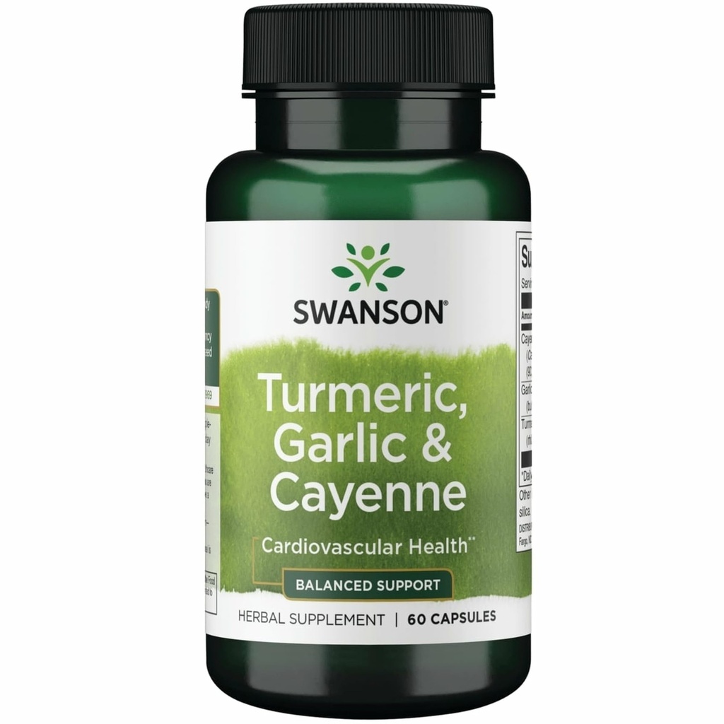 Swanson Full Spectrum Turmeric hvitløk & Cayenne 60 kapsler