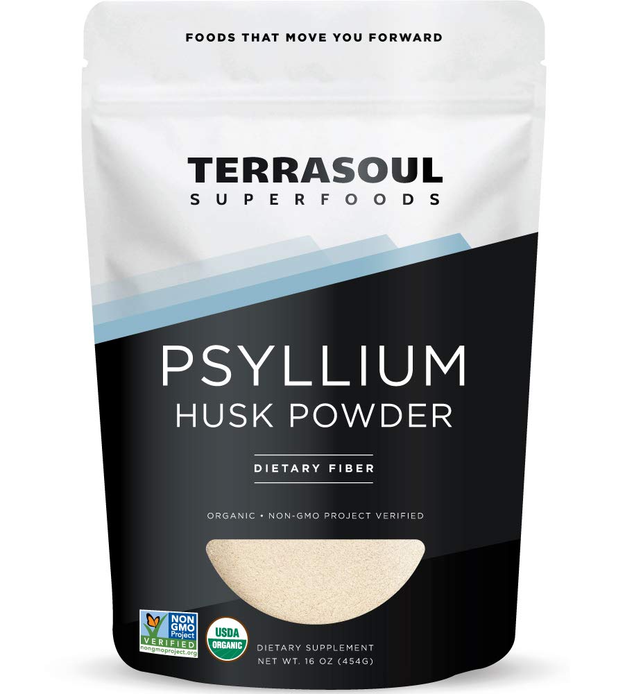 Terrasoul Superfoods Organic Psyllium Husk pulver, 1 Lb - Superfin tekstur | 99% renhet | Perfekt for Glutenfri  Bak Ingen lilla brød