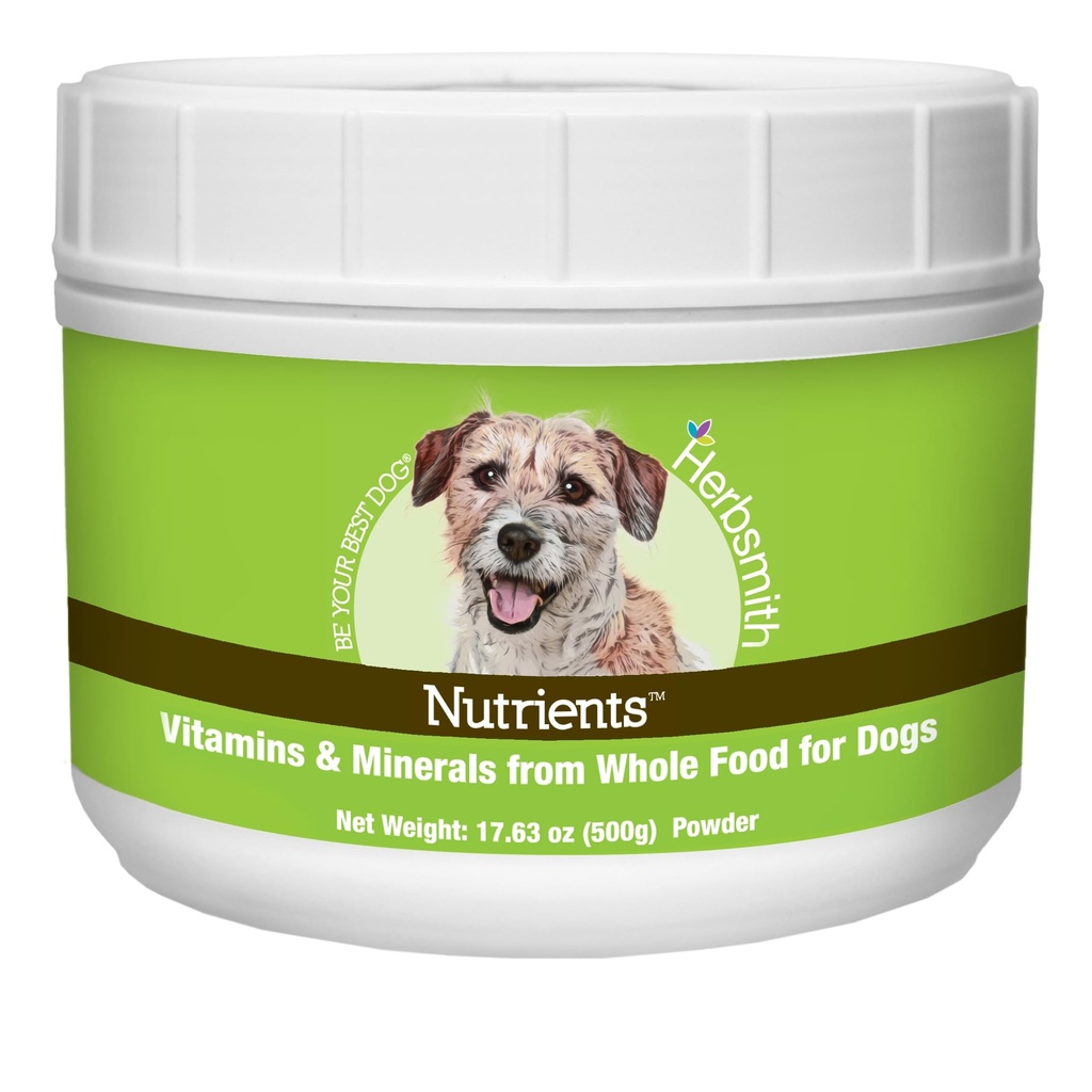 Herbsmith næringsstoffer Superfood Hund Multivitamin Med vitaminer og mineraler fra hele mat Boost Kibble eller DIY Raw med antioksidanter for valper til eldre - 17.63 oz