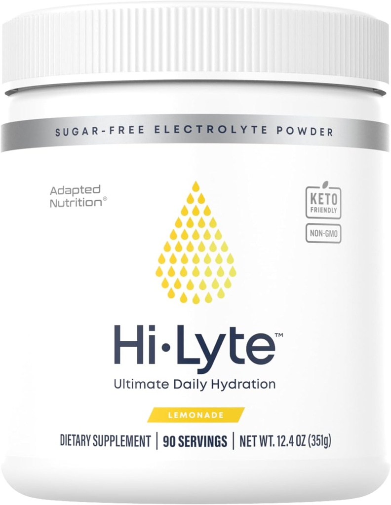 Hi-Lyta Lemonade Electrolyte Powder, Daglig Hydration Supplement Drikkemiks, 90 Serveringer | Sukkerfri, 0 kalorier, 0 karbohydrater | No Maltodextrin. Glutenfri | Støtter Keto | Lys Forfriskende Flavor
