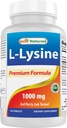 Beste Naturals L-Lysine 1000mg 180 tabletter - Double Strength Lysine for sterkere immun helse og kalde sår