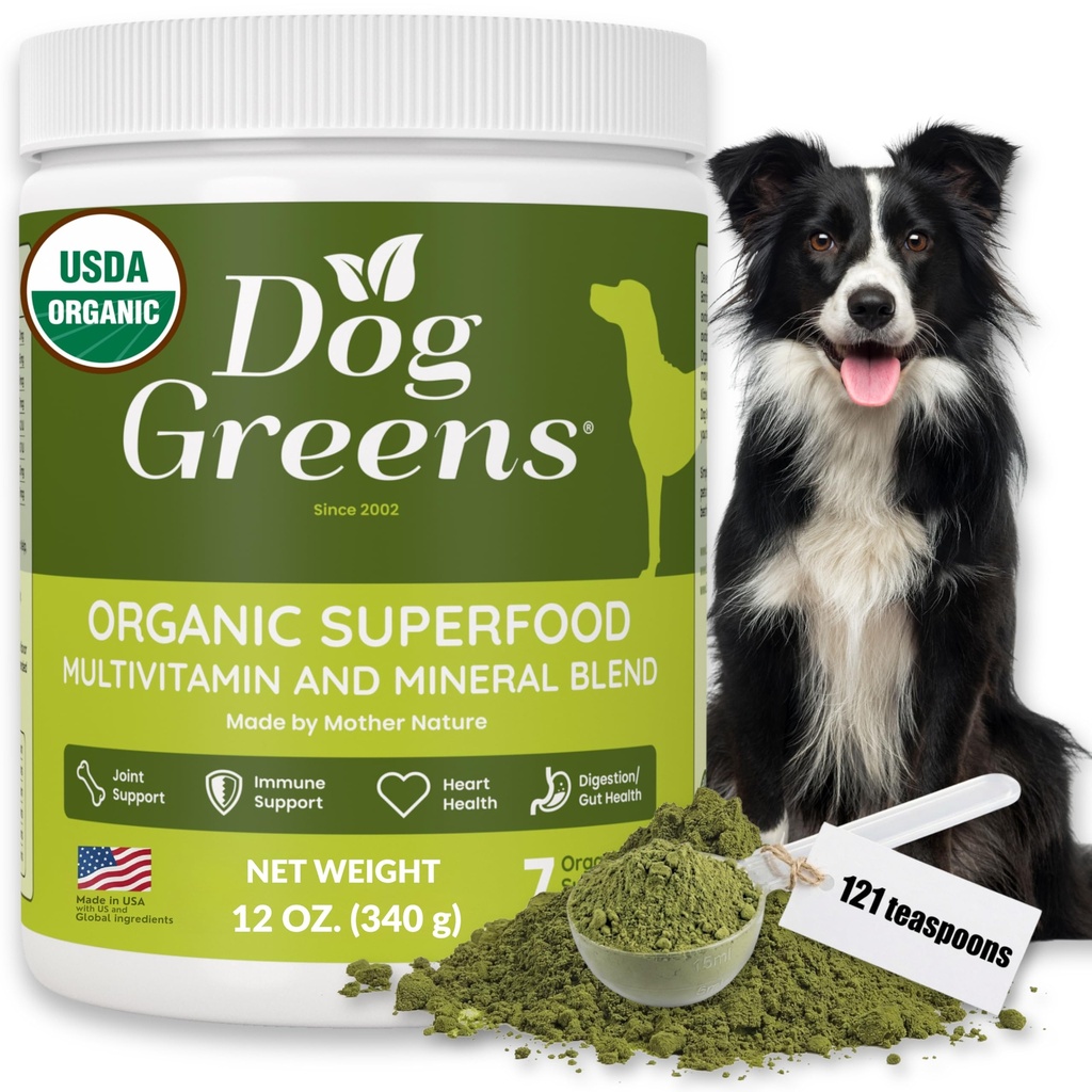 Superfood Multivitamin pulver - Hundevitaminer og kosttilskudd, Økologisk Kelp, Spirulina, Hav Moss for hjemmelaget mat, Kibble og Rå Måltider, Energi, Immune, Joint & Skin Support for alle aldre