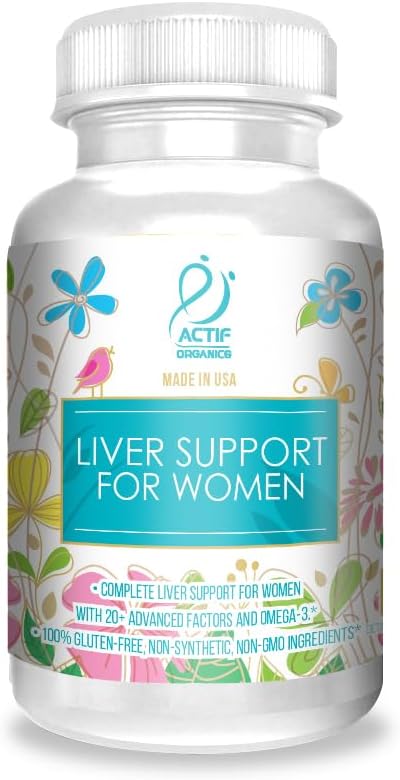 ACTIF Liver Support for kvinner med 20+ avanserte faktorer og Omega-3 - Ikke GMO, laget i USA, 90 count