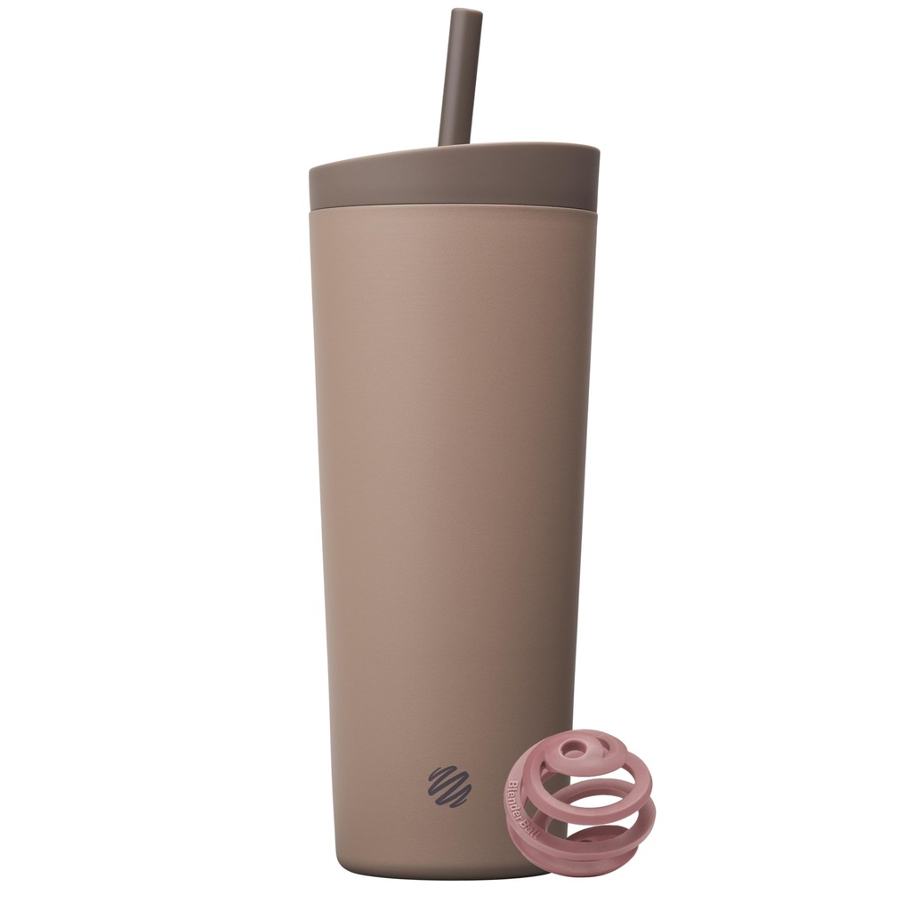 BlenderBottle 2-i-1 isolert rustfritt stål Shaker Tumbler, Swig Leakproof Lid, Straw, BlenderBall, BPA Gratis, For Proteinshakes, Smoothies, Og Pre Workout, 24 oz, Brun (Cocoa)