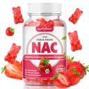 mouthbear NAC Gummies for barn og voksne, NAC Supplement 1000mg N Acetyl Cysteine støtter Lung & Liver Helse, Antioksidanter og immunsystem, Jordbær Flavor 60 greve