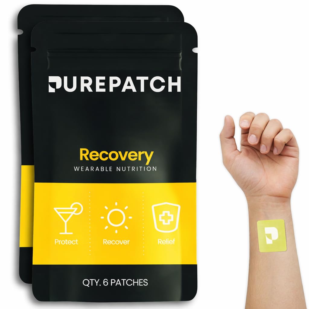 Pure Patch Recovery Patch – Plantebasert Vegan Topical Patch – DHM – NAC – Glutation – B-Complex – Ikke-investerbar – Vannresistant – Gentle på huden – Glutenfri – laget i USA – 12 Patches