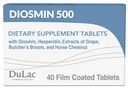 Dulac Diosmin 500, Mikronisert Diosmin Hesperidin Diett Supplement 1000 mg per porsjon, Horse Chestnut ekstrakt, Butcher's Broom & Red Grape Extract, Ben sirkulasjon støtte, 40 tabletter, laget i Italia