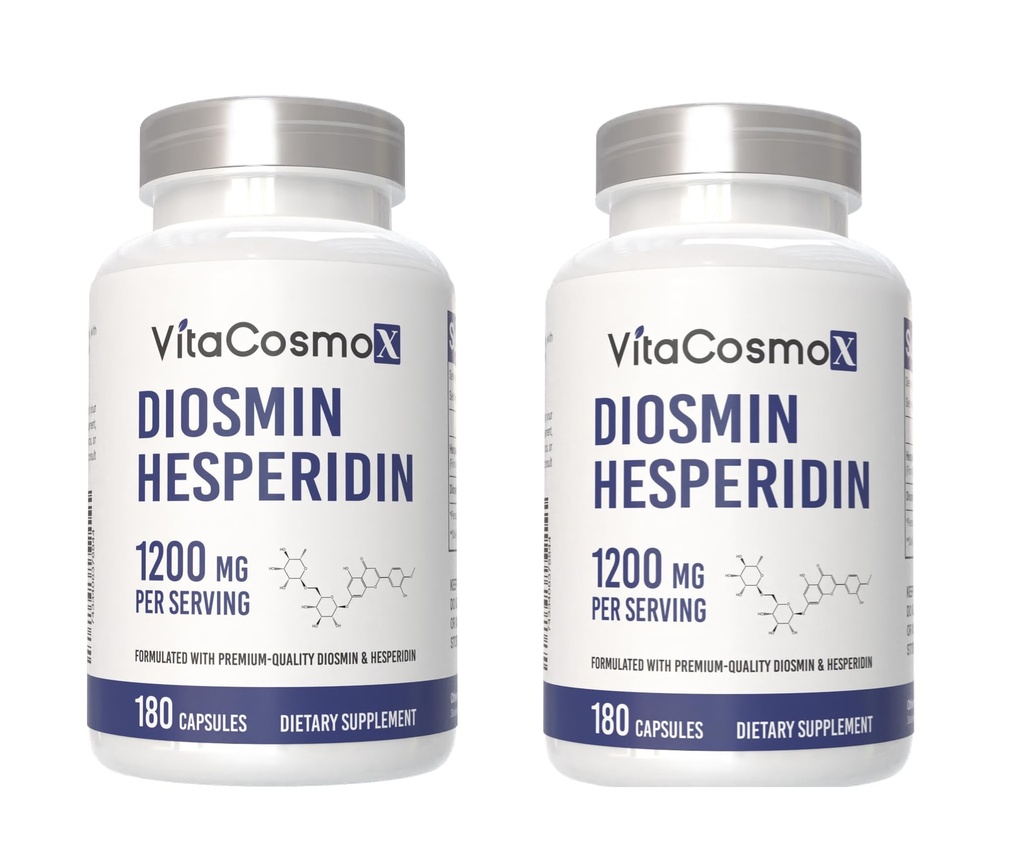 Diosmin Hesperidin 1200 mg Kompleks, 180 kapsler, Citrus Bioflavonoider Rich Fruit Extract, 100% Vegetarisk, Ikke-GMO & Glutenfri Diosmin Supplement med Max styrke - 2 Pakker