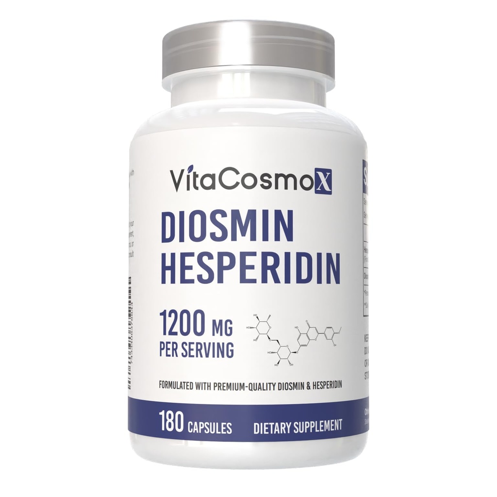 Diosmin Hesperidin 1200 mg Kompleks, 240 kapsler, Citrus Bioflavonoider Rich Fruit Extract, 100% vegetarisk, ikke-GMO og glutenfri (180 teller (pakke med 1))