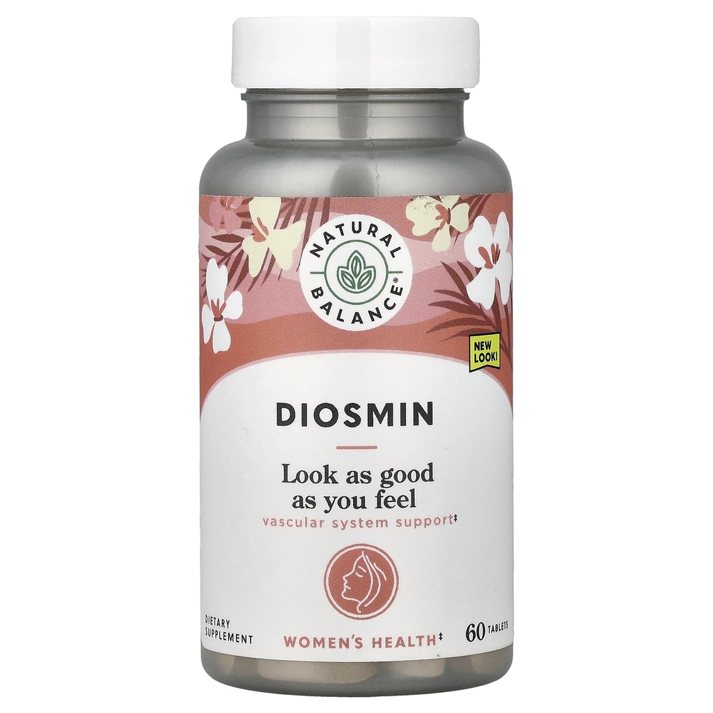 Naturlig balanse Diosmin 500mg - Diosmin Hesperidin blodsirkulasjon kosttilskudd - Plant Basert Flavonoider Kosttilskudd for sirkulatorisk og vaskulær støtte, Lab Verifisert, 60-dagers garanti, 60-dagers