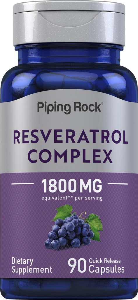 Piping Rock Resveratrol Complex ® 90 kapsler ® Ultra Potent ® Ikke-GMO, Glutenfri Supplement