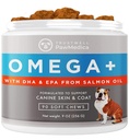 PawMedica Omega 3 for hunder, hundehud og coat Supplement med fiskeolje kjærlighet hjelper med hund tørr hud, Omega 3 6 9 vitamin Chews for hund allergier