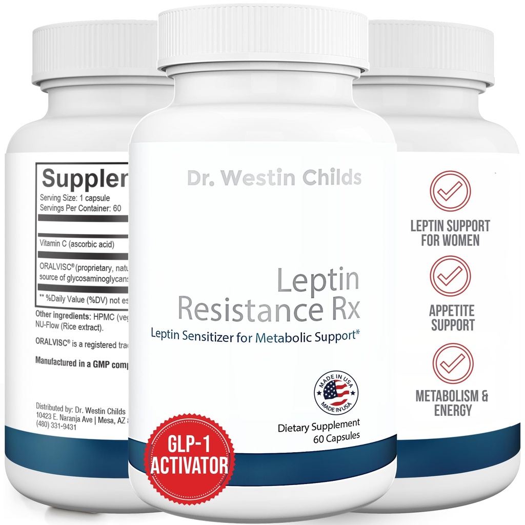 Dr. Westin Barn ® Leptin Resistance Rx - Naturlig Leptin Sensitizer støtte Supplement for kvinner for Thyroid, Metabolsk helse, Vitalitet, Energi, Fokus med Glykosaminoglykaner, Vitamin C - 60 ct