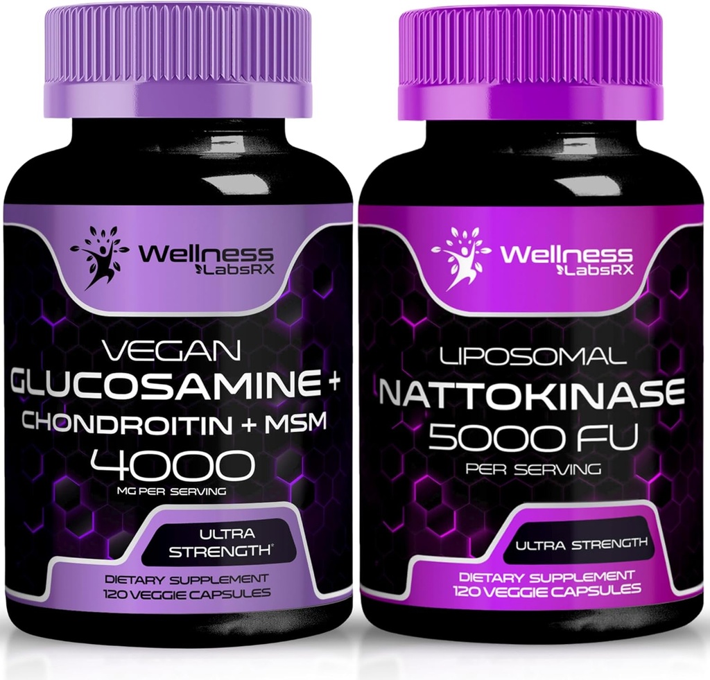 WELLNESS LABSRX Glukosamin Chondroitin MSM ® Nattokinase kapsler