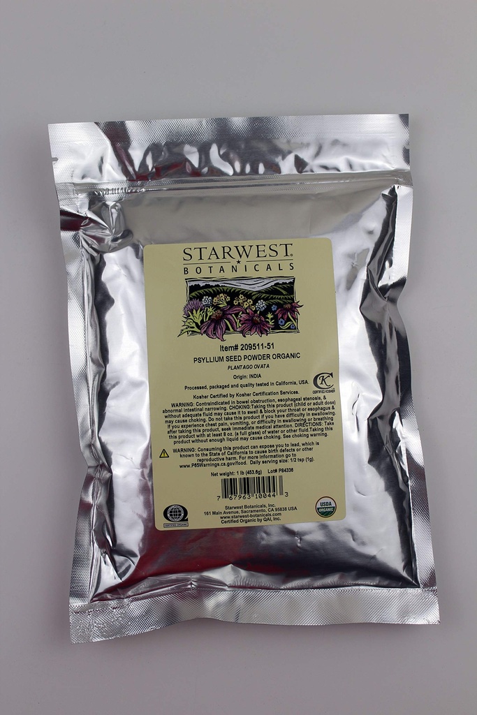 Starwest Botanicals Organic Psyllium Frøpulver, 1 pund