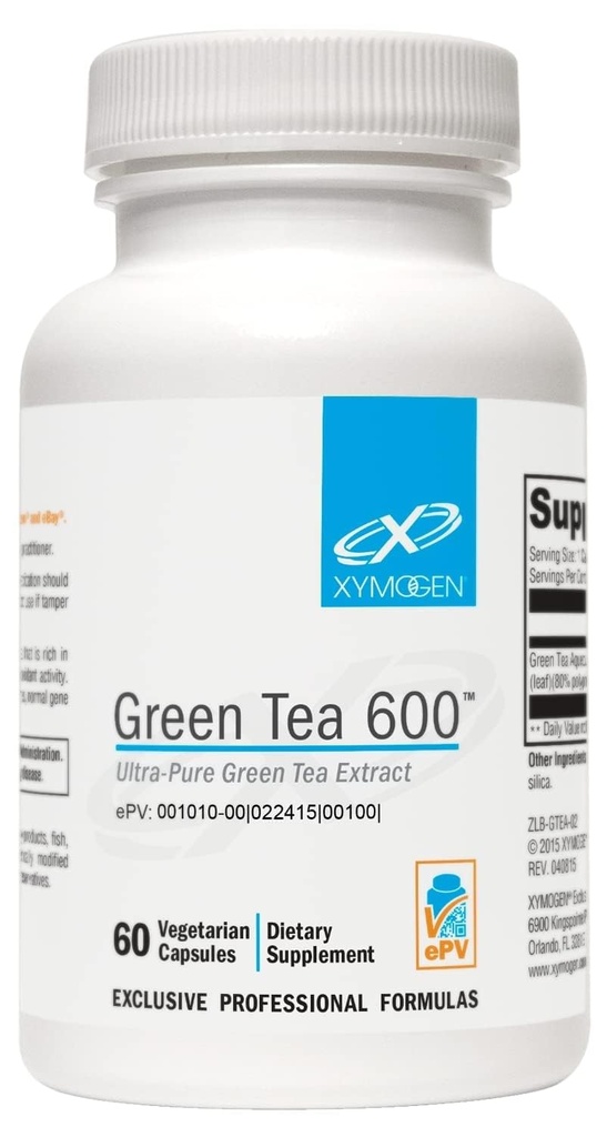 XYMOGEN Grønn Tea 600 - Ultra ren grønn te ekstrakt kapsler - immun støtte supplement - støtter hjerte helse + hjerne helse - Glutenfri, vegansk, ikke GMO (60 kapsler)