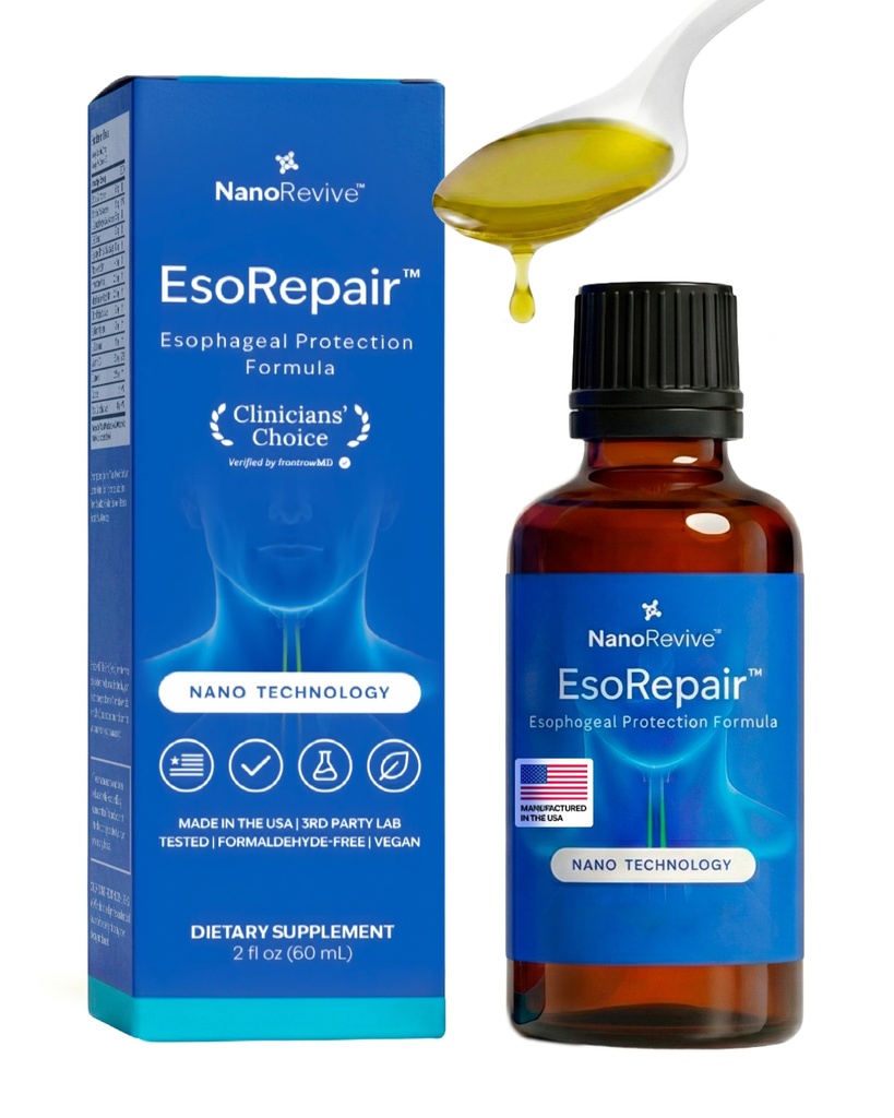 EsoRepair Nano Esophageal & Mage helse kosttilskudd for menn og kvinner - Digestiv komfort - Slippery Elm Bark, sink L-Carnosin & Aloe Vera ekstrakt - Ikke-GMO & Dairy Gratis