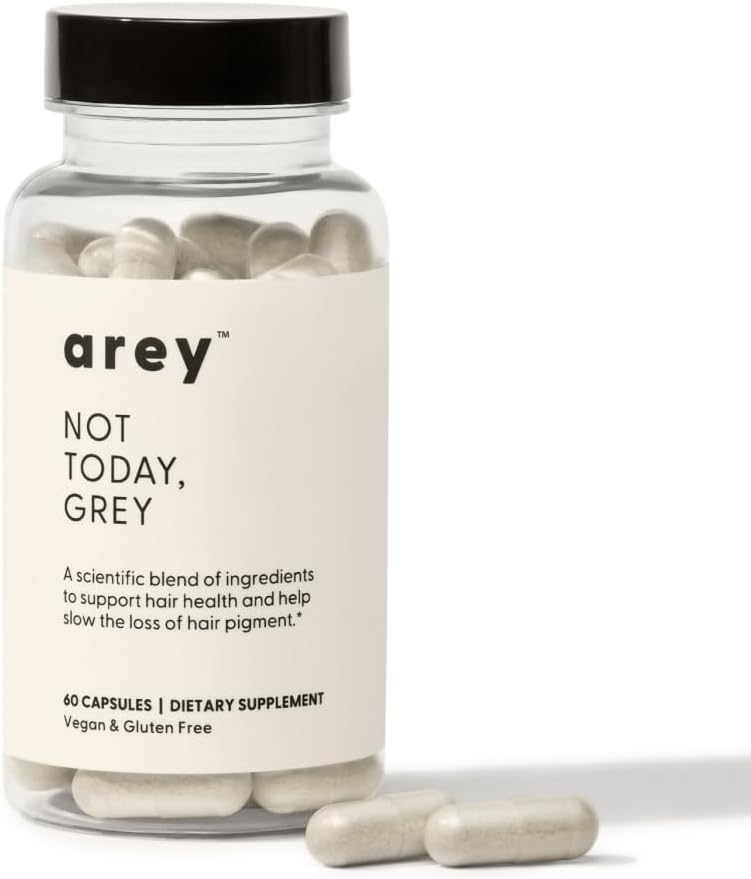 Arey Ikke I dag, Grå Daglig Hår Supplement for kvinner og menn | Slows Grå Hårvekst & Repigment i 3-6 måneder | Fremmer sunnere, tykkere hår | Biotin, B +D vitaminer | Vegan & Glutenfri (1 måned)
