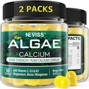 (2 Pakke) Kalsium Gummies for kvinner, sukkerfri kalsium Supplement fra bærekraftig algae (3rd Party testet) med vitamin D3 K2, C, sink, bor, mangan for bein styrke, kalsium absoption, vegansk