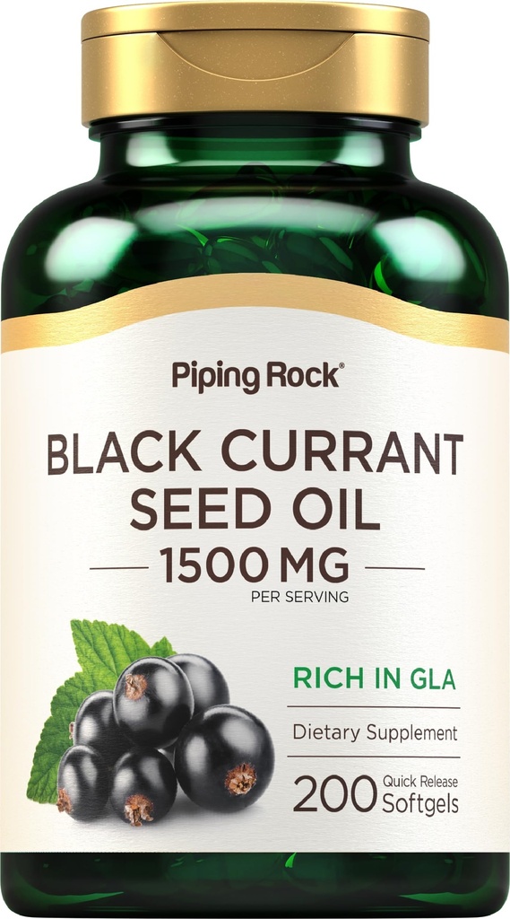Piping Rock Black Currant Seed Oil Softgel Capsules | | | 200 greve | med Gamma Linolenic Acid (GLA) | Ikke-GMO, Glutenfri Supplement