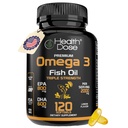 Helse Dose Omega 3 Fiskeolje 2000mg – Lemon-Flavored Softgels med EPA 800mg & DHA 600mg for hjerne, hjerte og velvære støtte – lett å digest, ingen fisk Burps – 120 Softgels, 2-måneders forsyning