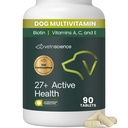 VetriScience 27+ Aktive helse Chewable tabletter, Canine Plus daglig multivitamin for valper og voksne hunder, balansert vitaminer, mineraler og antioksidanter, helse og velvære støtte, Duck, 90 count