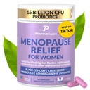 Naturlige Menopause Supplementer for kvinner - Perimenopause Supplements for Hormonal Balance, Bloating & Mood Swings | Hot Flashes Menopause Relief w/Probiotika & Prebiotika, Black Cohosh & Chasteberry