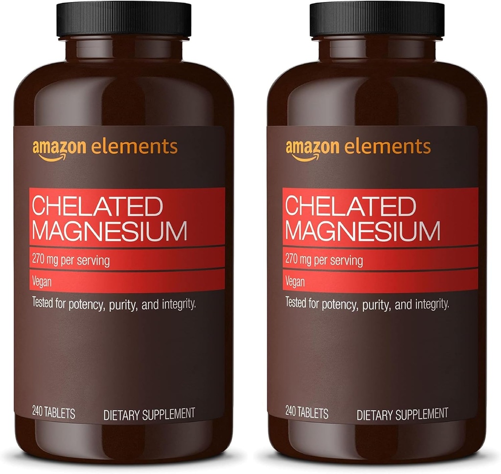 Elementer - Chelatert Magnesium, 240 tabletter, 270 mg per servering, som magnesiumglycinat Chelat, Vegan (pakning med 2)