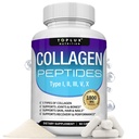 Toplux Multi Collage Peptider piller 1800 Mg kompleks - Type I, II, III, V, X Premium Collage Complex for bedre hud og hår, sterk felles, Hydrolysert protein, for menn kvinner, 90 kapsler, Supplement