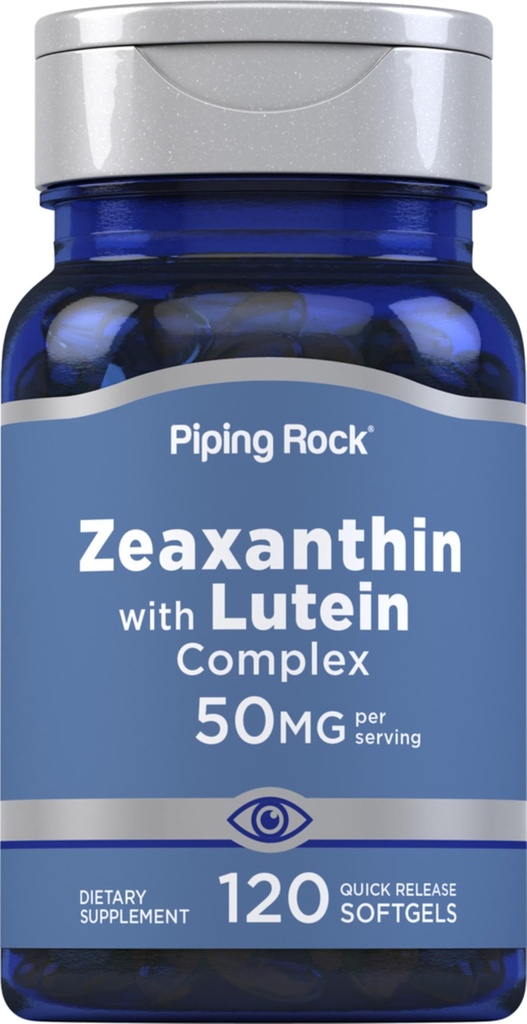Piping Rock Zeaxanthin Plus Lutein | 50 mg | 120 Softgels | fra Marigold ekstrakt | Ikke-GMO, Glutenfri Supplement