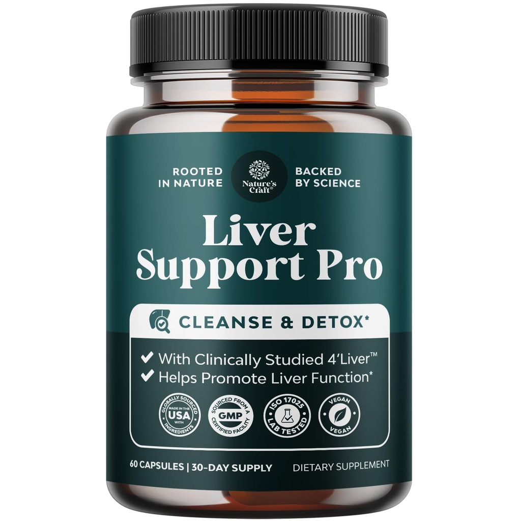 Pro Liver Support Supplement - 2X mer effektiv enn Melk Thistle - Advanced Liver Health Supplement med klinisk testet 4'Liver Cleanse Detox & Repair Support - 60 Count (pakke med 1)