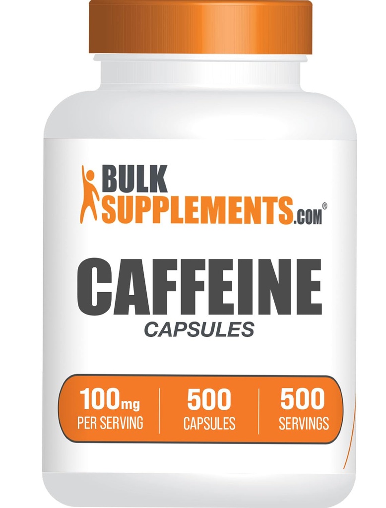 BulkSupplements.com Koffein 100mg Kapsler - Koffein piller 100mg, Supplement for energi Økt - Glutenfri, 1 Kapsel per servering, 500 Count (Pack of 1)
