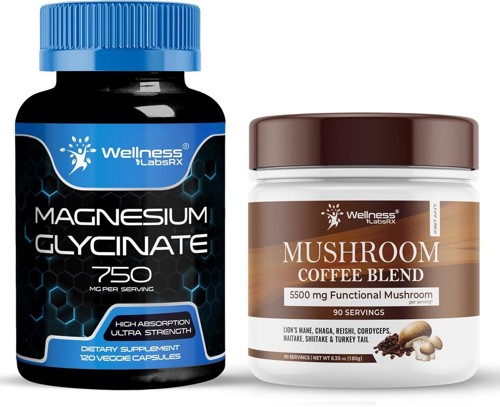 WELLNESS LABSRX Magnesium Glycinate Kapsler 750mg - Mushroom Coffee Blend