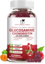 Glukosamin Chondroitin Gummies trippel styrke (1000mg glukosamin, 750mg Chondroitin) med MSM, Turmeric, Quercetin, vitamin E, felles støtte supplement, antioksidant 60 Gummies bringebær flavor